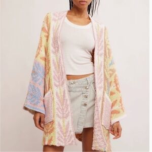 Free People Mallorca Oversize Open Front Cardigan - Spring Breeze Combo